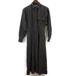 Ralph Lauren Womens Vintage Denim Dress Size 8 Gray Button Down Long Sleeve